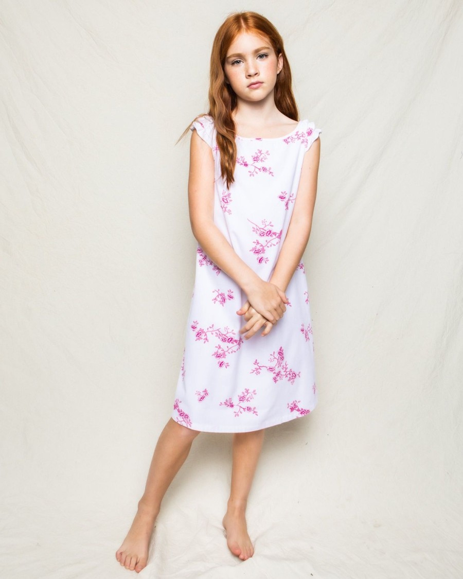 Kids Petite Plume Nightgowns | Girl'S Twill Amelie Nightgown In English Rose Floral