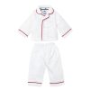 Kids Petite Plume Matching Doll Pajamas | White Doll Pajamas With Red Piping