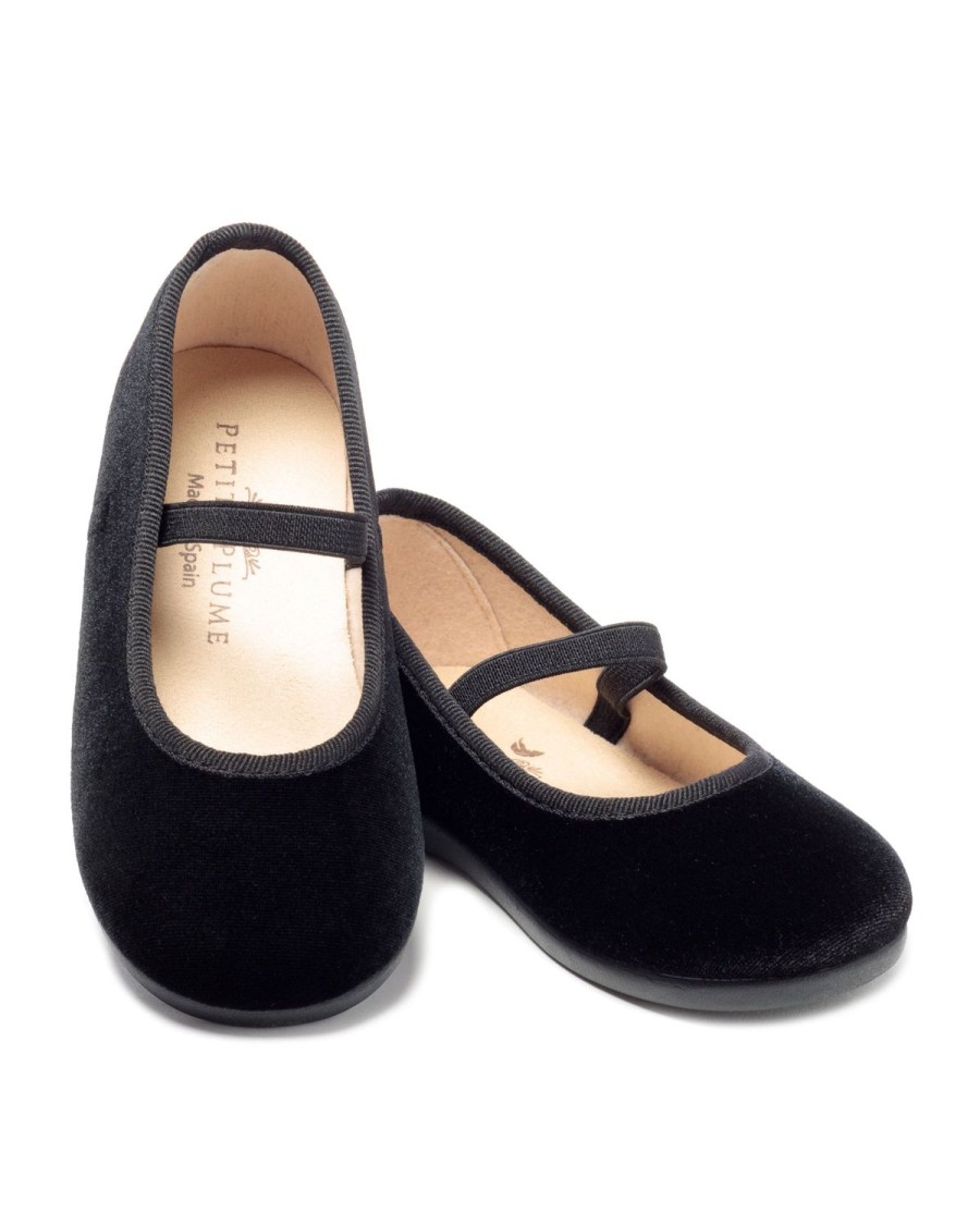 Kids Petite Plume Accessories | Kid'S Delphine Slipper In Black Velvet