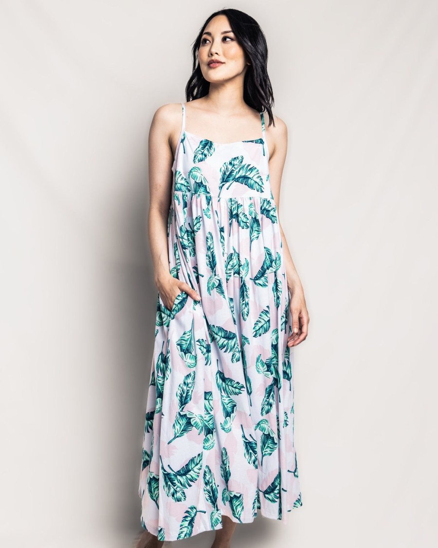 Women Petite Plume | Women'S Pima Serene Lounge Dress In St. Tropez Palms