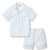 Kids Petite Plume Pajamas | Kid'S Twill Pajama Short Set In Periwinkle Stripe