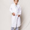 Kids Petite Plume Robes | Kid'S Flannel Robe In White With Navy Piping