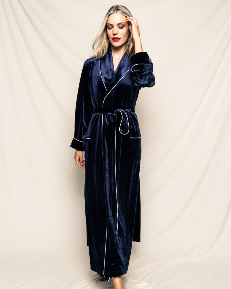 Women Petite Plume | Women'S Velour Robe In Navy