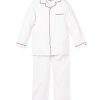 Kids Petite Plume Pajamas | Children'S White Pajamas With Red Piping