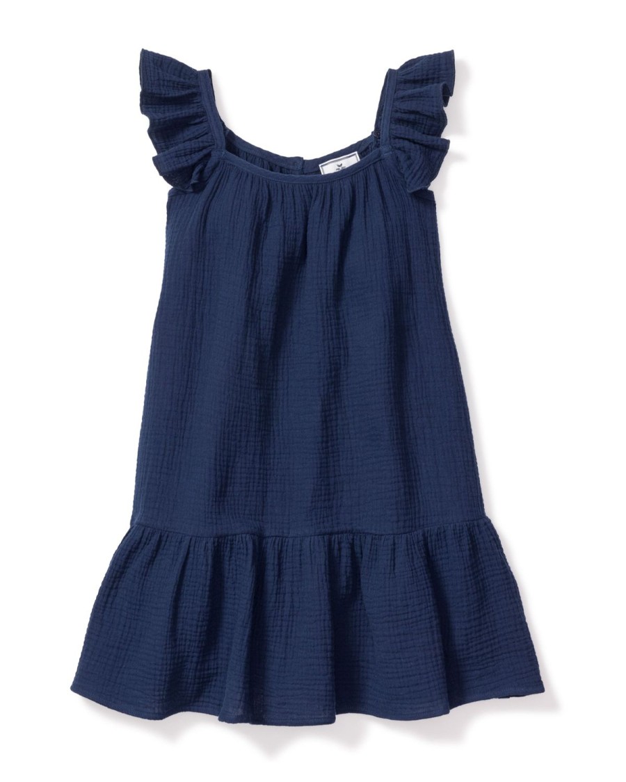 Kids Petite Plume Daywear | Girl'S Gauze Celeste Sundress In Navy