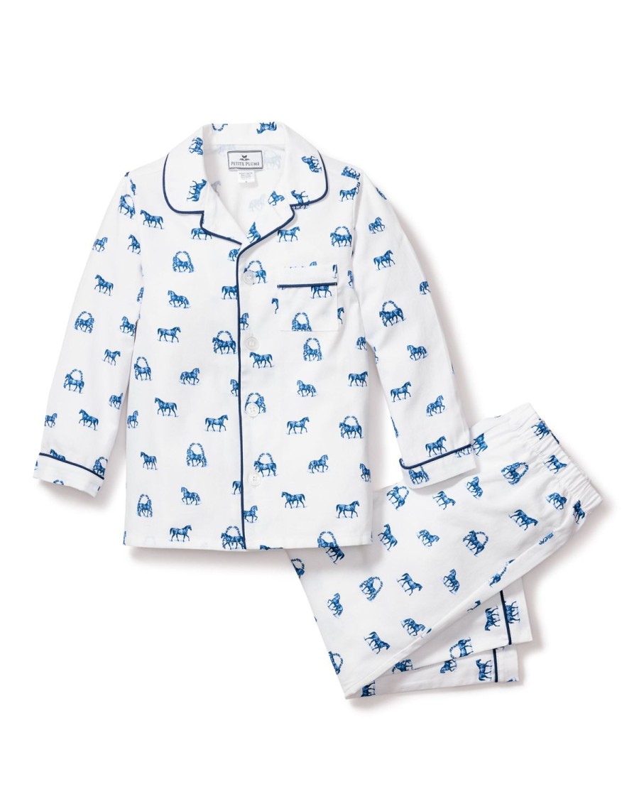 Kids Petite Plume Pajamas | Kid'S Twill Pajama Set In The Equestrian