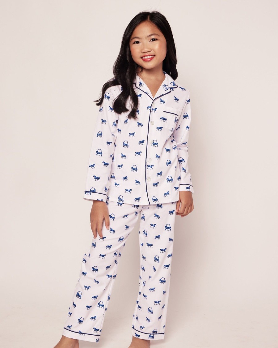 Kids Petite Plume Pajamas | Kid'S Twill Pajama Set In The Equestrian