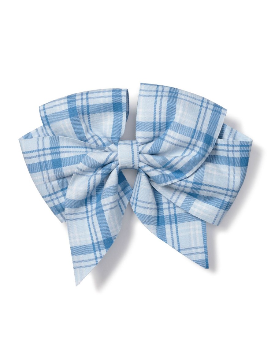 Kids Petite Plume Accessories | Girl'S Twill Hair Bow In Seafarer Tartan