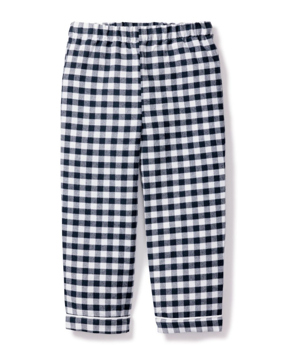 Kids Petite Plume Pajamas | Kid'S Twill Pajama Pants In Navy Gingham