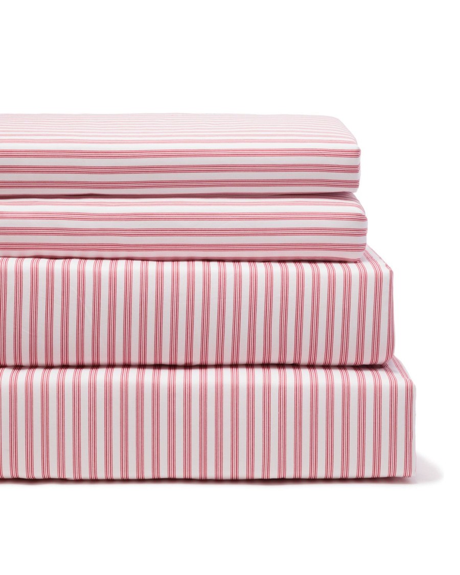 Home Petite Plume Sheets | Luxe Premium Cotton Antique Red Ticking Bed Sheets