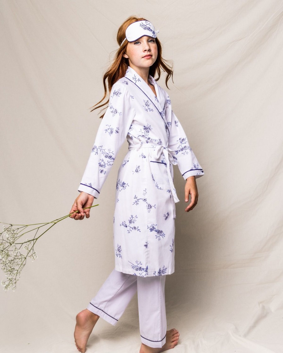 Kids Petite Plume Robes | Kid'S Twill Robe In Indigo Floral