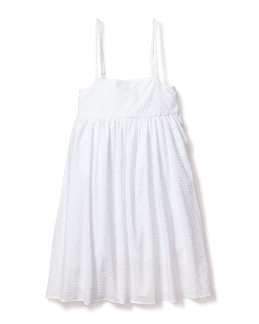 Kids Petite Plume Daywear | Girl'S Swiss Dots Serene Day Dress In White