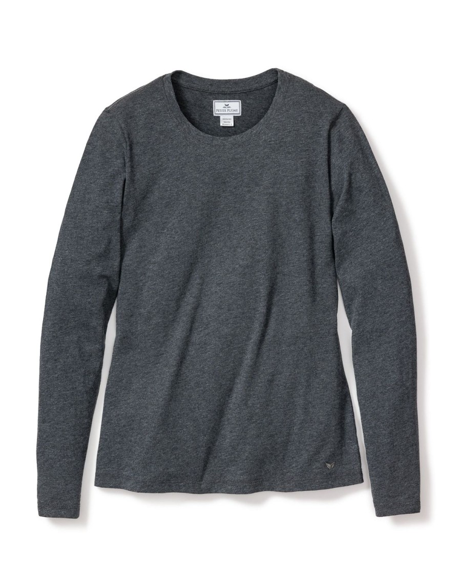 Women Petite Plume | Women'S Pima Long Sleeve Top In Dark Heather Grey