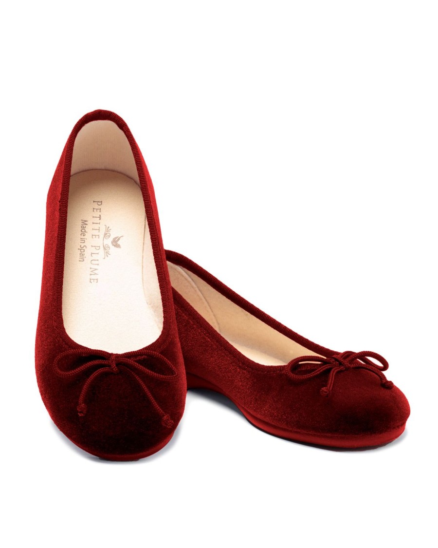 Women Petite Plume | Women'S Juliette Ballet Slipper In Bordeaux Velvet