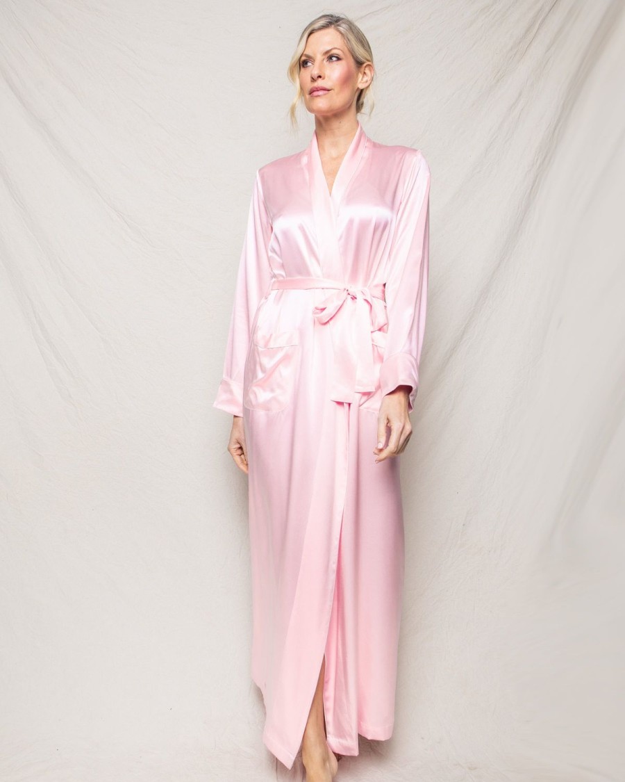 Women Petite Plume | Women'S Silk Long Robe In Pink