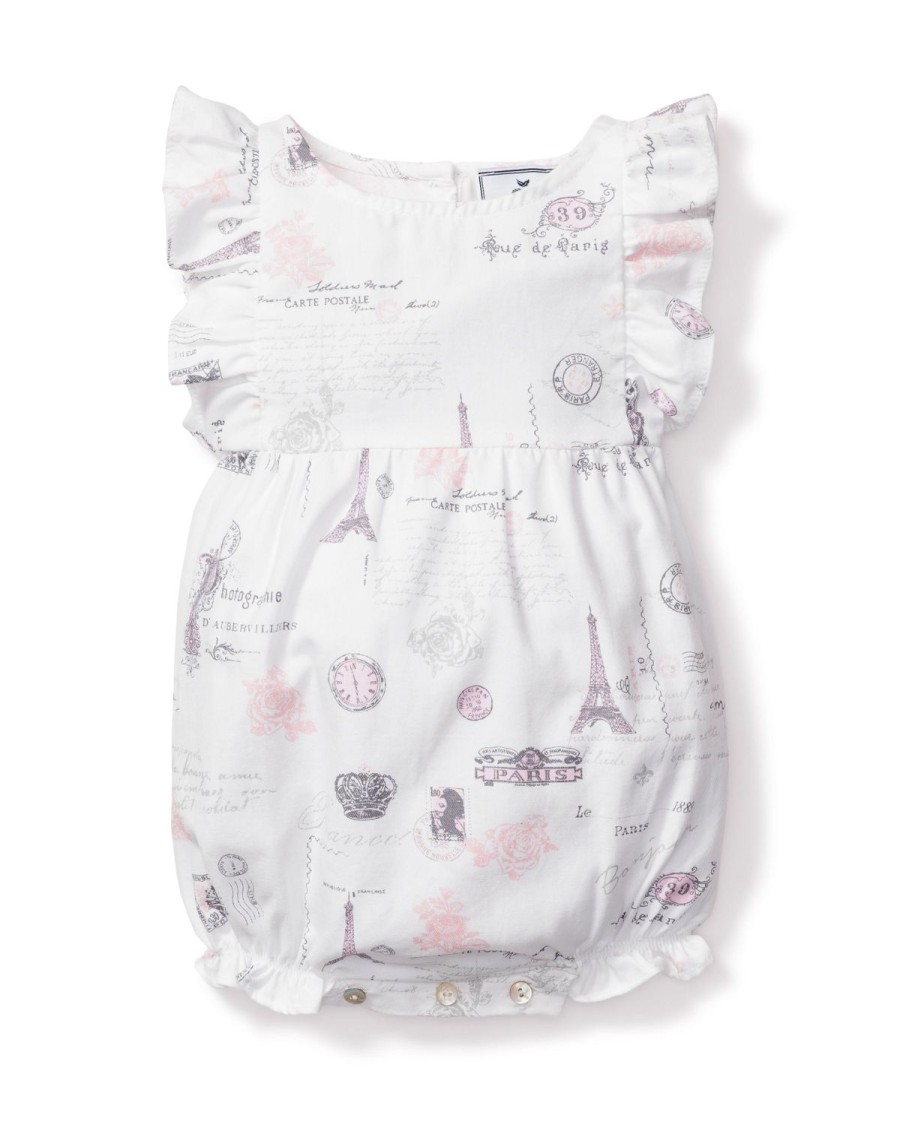 Kids Petite Plume Rompers | Baby'S Twill Ruffled Romper In Paris Musings