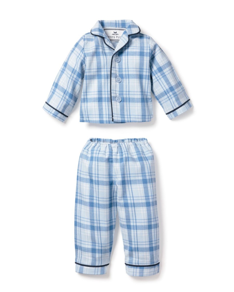 Kids Petite Plume Slippers & Accessories | Kid'S Twill Doll Pajamas In Seafarer Tartan