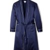 Men Petite Plume | Men'S Silk Long Robe In Navy