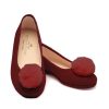 Kids Petite Plume Slippers & Accessories | Kid'S Juliette Slipper In Bordeaux Suede With A Festive Pom