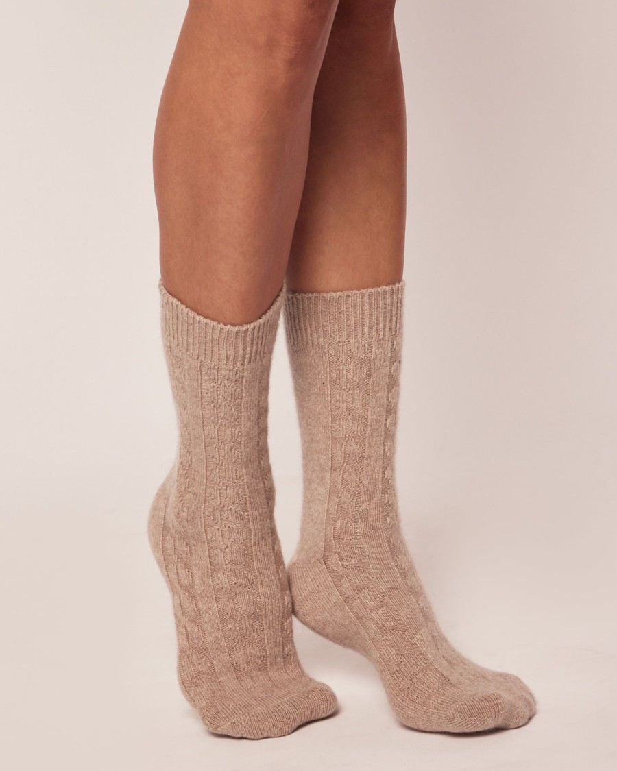 Women Petite Plume | Women'S Cashmere Socks In Beige