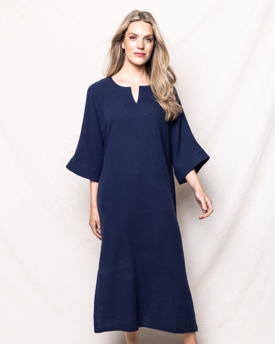 Women Petite Plume | Women'S Gauze Caftan In Navy