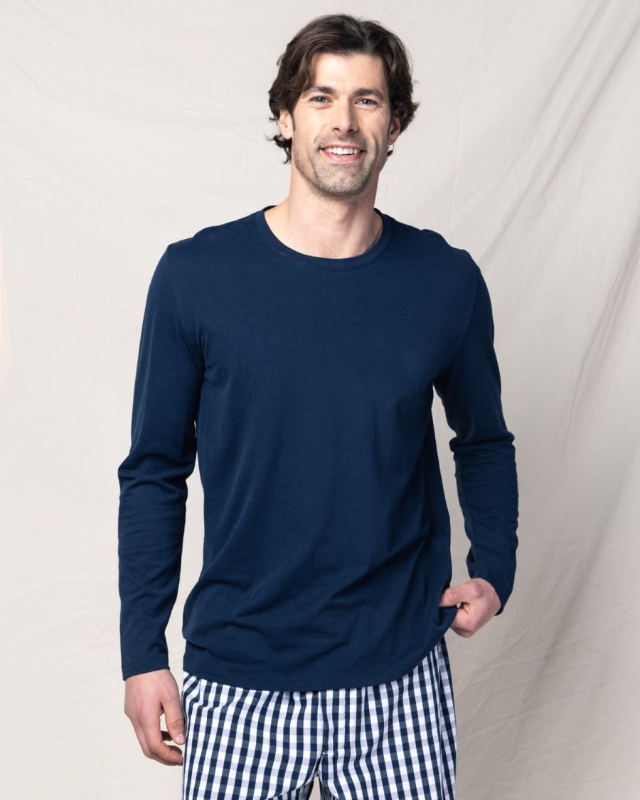 Men Petite Plume | Men'S Pima Crew Neck Long Sleeve Top In Navy