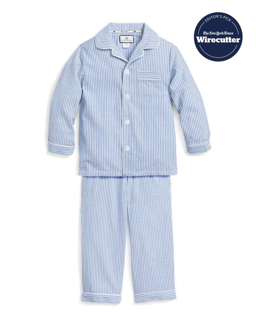 Kids Petite Plume Pajamas | Kid'S Twill Pajama Set In French Blue Seersucker