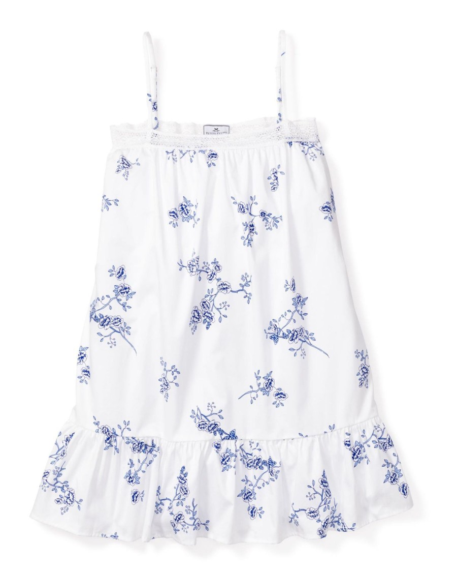 Kids Petite Plume Nightgowns | Girl'S Twill Lily Nightgown In Indigo Floral