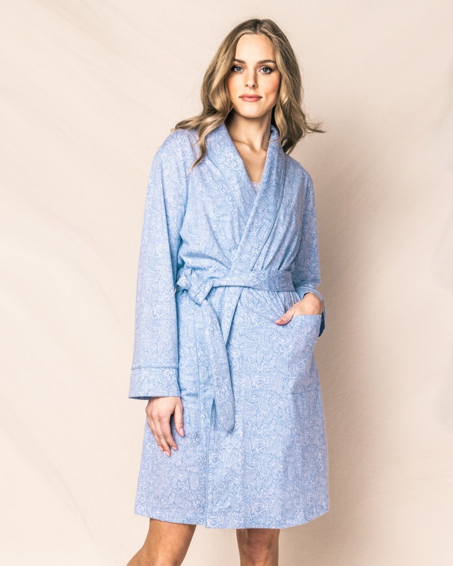 Women Petite Plume | Women'S Pima Robe In Periwinkle Paisley