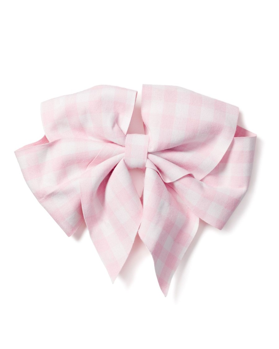 Kids Petite Plume Accessories | Girl'S Twill Hair Bows In Pink Gingham