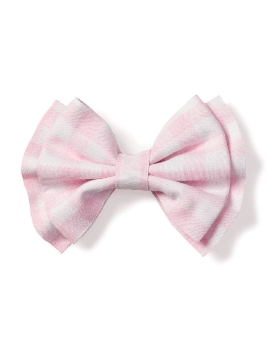 Kids Petite Plume Accessories | Girl'S Twill Hair Bows In Pink Gingham