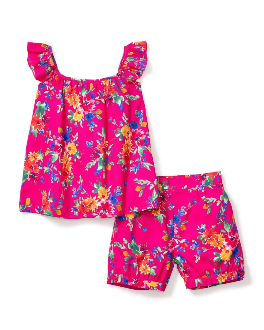 Kids Petite Plume Daywear | Girl'S Twill Celeste Short Set In Summer Blooms