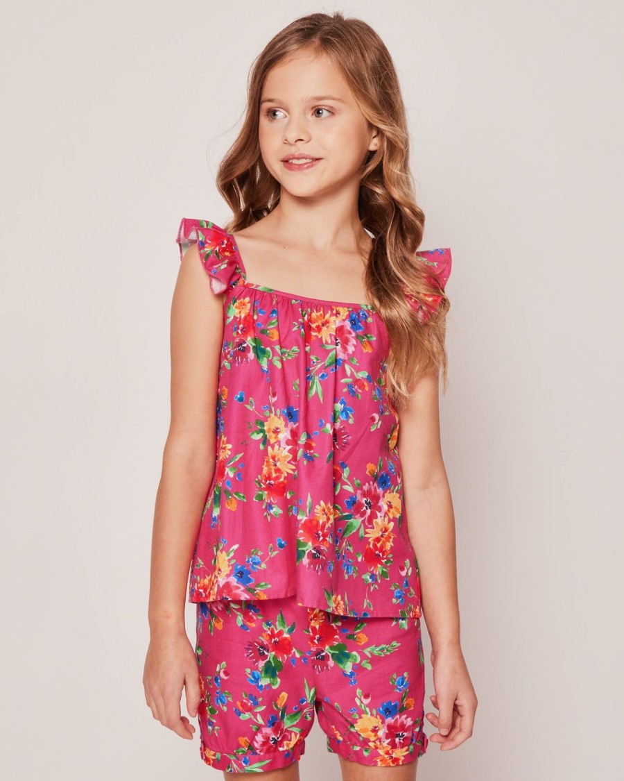 Kids Petite Plume Daywear | Girl'S Twill Celeste Short Set In Summer Blooms