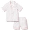 Kids Petite Plume Pajamas | Kid'S Twill Pajama Short Set In Pink And White Stripe