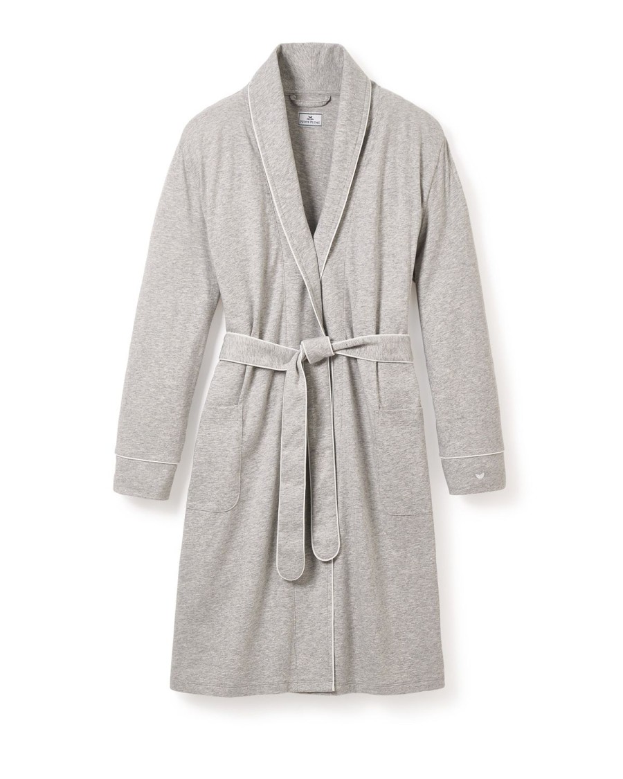 Women Petite Plume | Women'S Pima Robe In Light Heather Grey