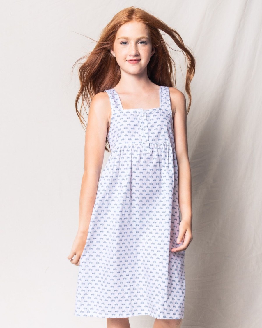 Kids Petite Plume Nightgowns | Girl'S Twill Charlotte Nightgown In Bicyclette