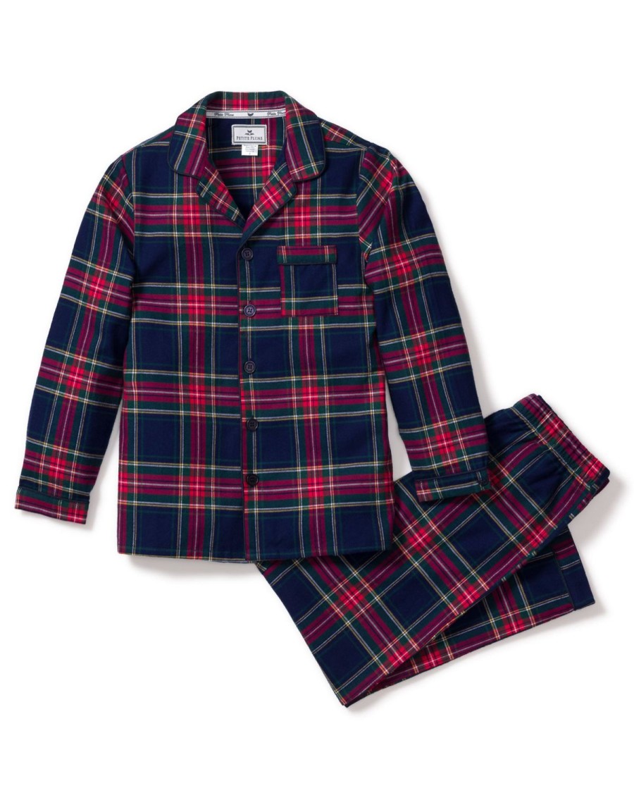 Kids Petite Plume Pajamas | Kid'S Brushed Cotton Pajama Set In Windsor Tartan