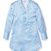 Women Petite Plume | Women'S Silk Nightshirt In Azure Stripe