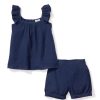 Kids Petite Plume Daywear | Girl'S Gauze Amelie Short Set In Navy