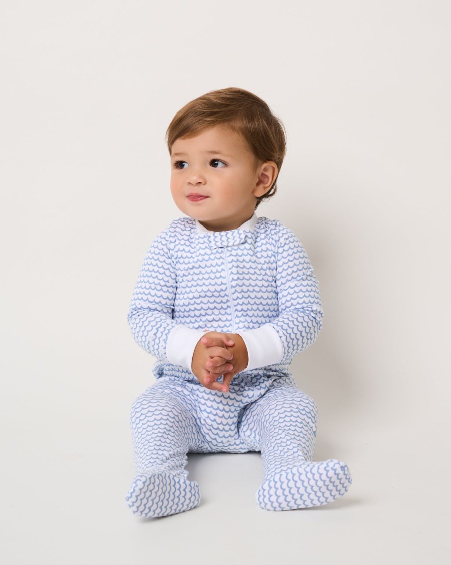 Kids Petite Plume Rompers | Baby'S Pima Snug Fit Romper In La Mer