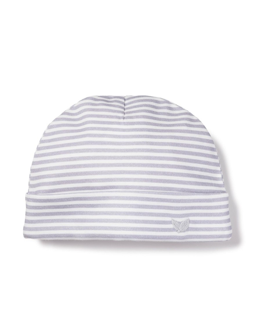 Kids Petite Plume Accessories | Baby'S Pima Hat In Grey Stripes