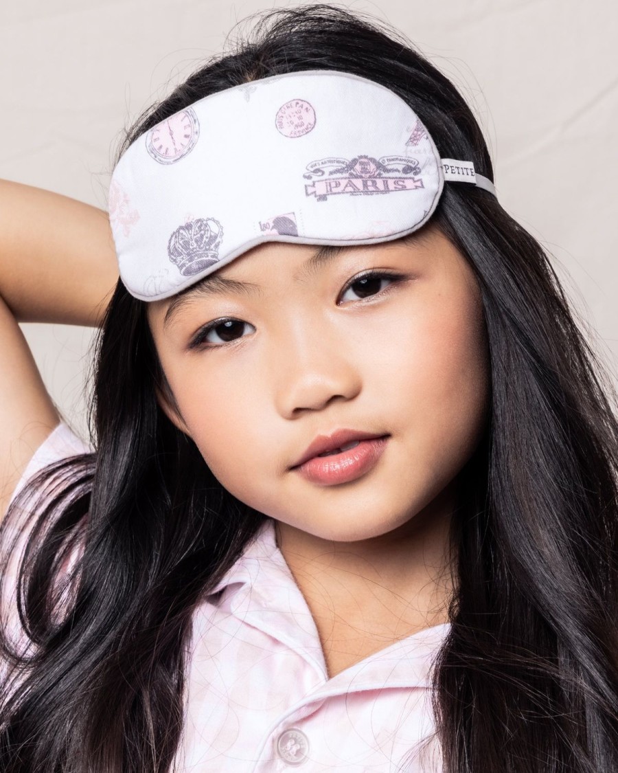 Kids Petite Plume Slippers & Accessories | Kid'S Twill Sleep Mask In Paris Musings