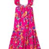 Kids Petite Plume Daywear | Girl'S Twill Celeste Dress In Summer Blooms