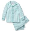 Kids Petite Plume Pajamas | Kid'S Twill Pajama Set In Emerald Ticking