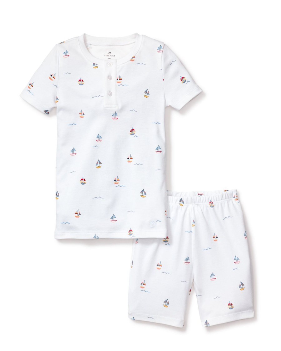 Kids Petite Plume Pajamas | Kid'S Pima Snug Fit Pajama Short Set In Bateau