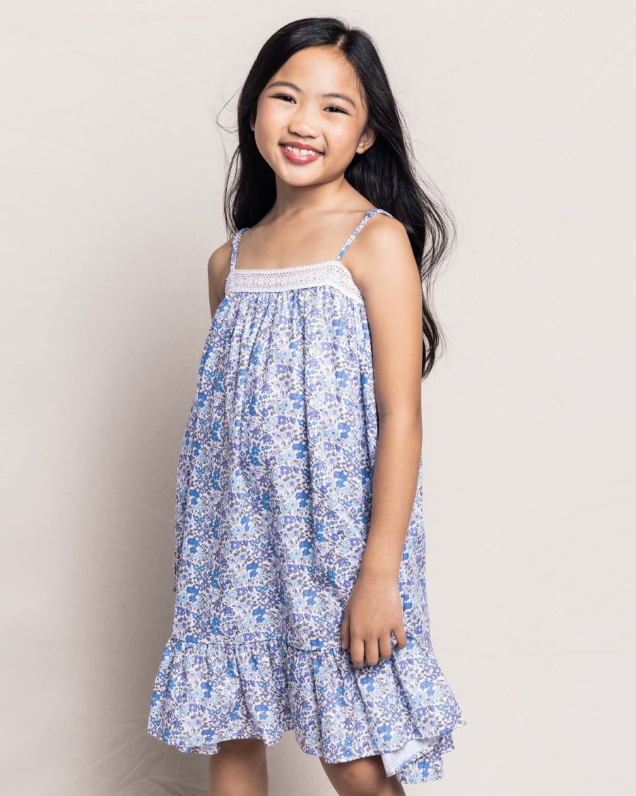 Kids Petite Plume Nightgowns | Girl'S Twill Lily Nightgown In Fleur D'Azur