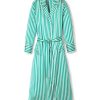 Women Petite Plume | Women'S Silk Long Robe In Green Stripe