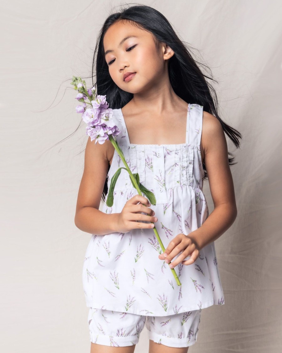 Kids Petite Plume Pajamas | Girl'S Charlotte Short Set In Fields Of Provence