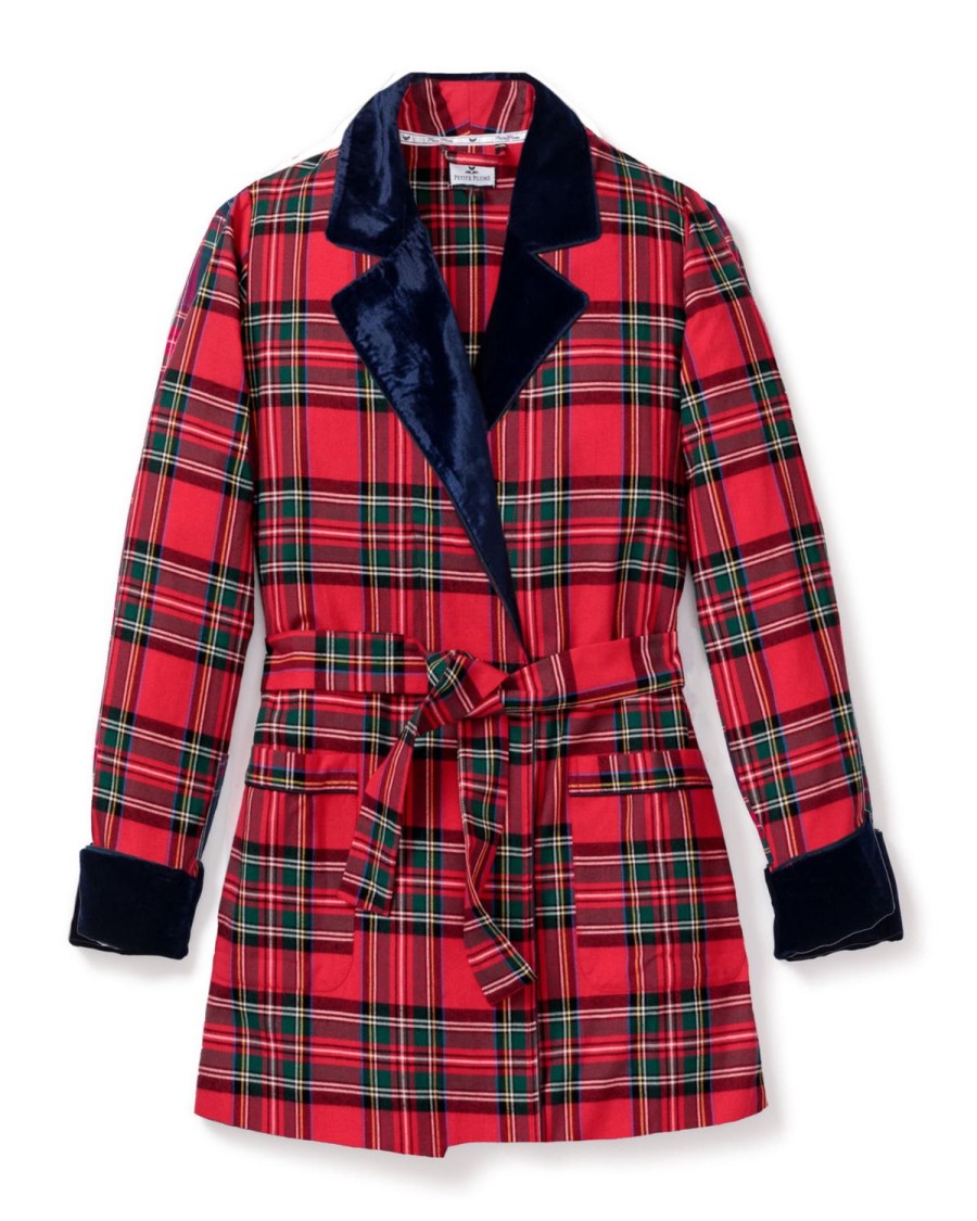 Women Petite Plume | Women'S Short Robe With Velvet Trim In Imperial Tartan