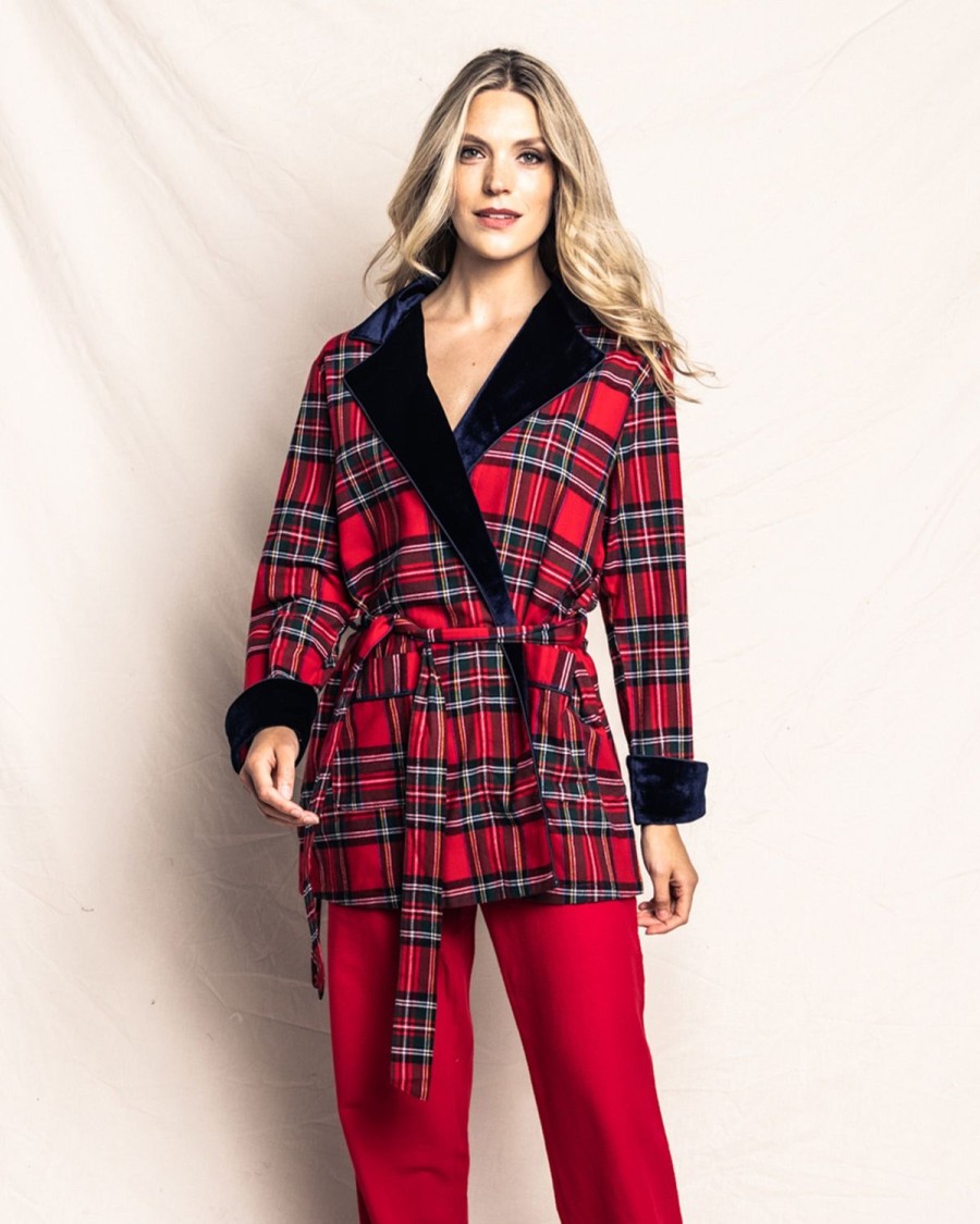 Women Petite Plume | Women'S Short Robe With Velvet Trim In Imperial Tartan